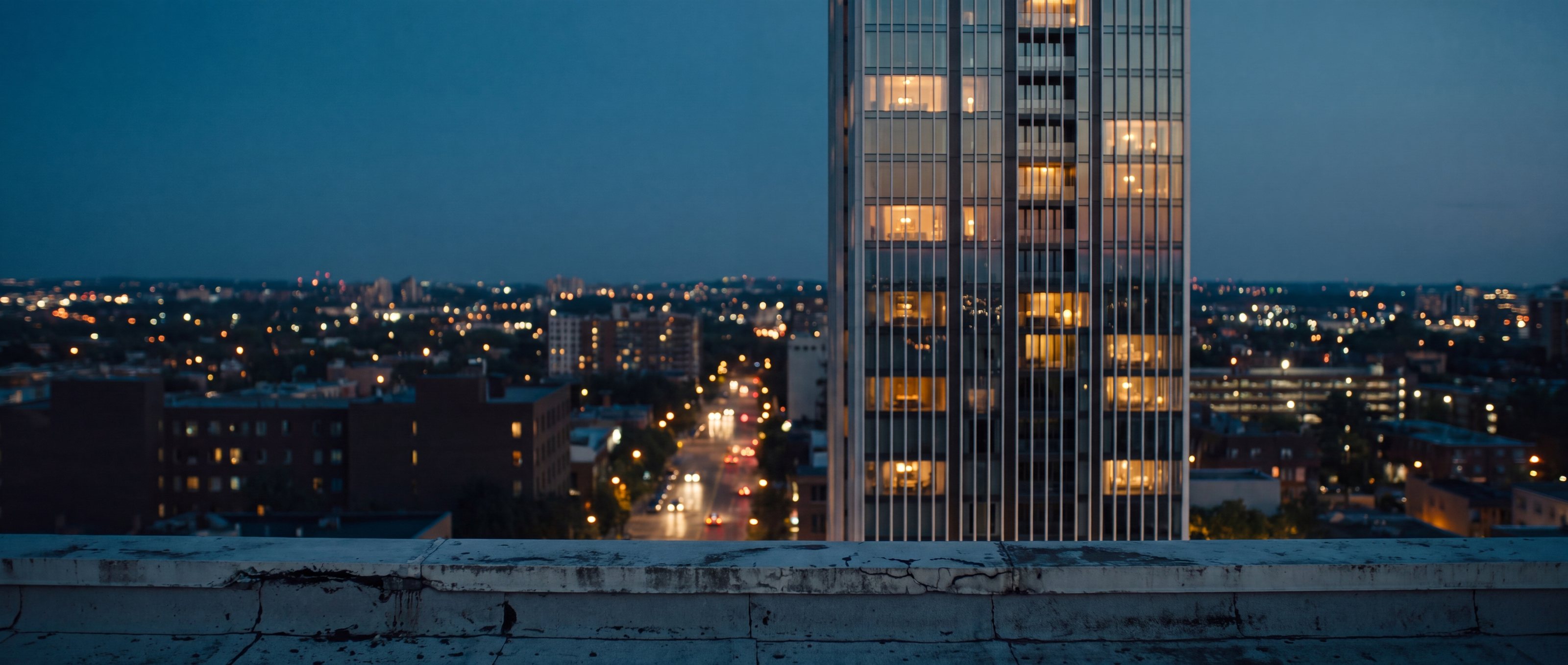 The Quiet Tower dusk rooftop still